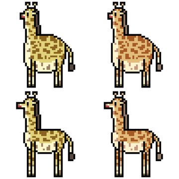vector pixel art set giraffe