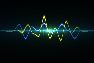 Audio digital equalizer technology, pulse musical.abstract of sound wave , light frequencies or...