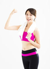 Fototapeta na wymiar young happy fitness woman working out