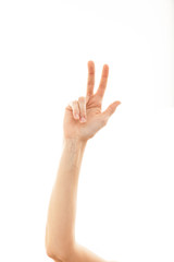 Naklejka premium counting with fingers woman