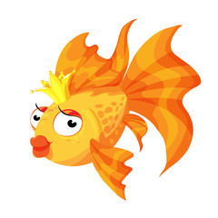 Goldfish cartoon character smiling fashionable gold Princess