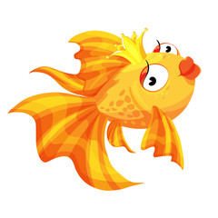 Goldfish cartoon character smiling fashionable gold Princess