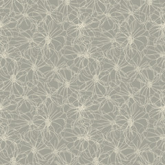 Floral seamless vector pattern with hand drawn anemones flowers.