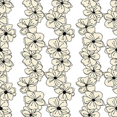 Floral seamless vector pattern with hand drawn anemones flowers.