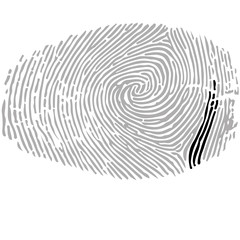 Alphabet Font fingerprint. Letter i. Vector illustration.