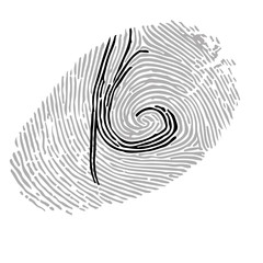 Alphabet Font fingerprint. Letter k. Vector illustration.