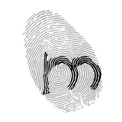 Alphabet Font fingerprint. Letter m. Vector illustration.
