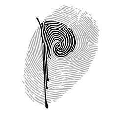 Alphabet Font fingerprint. Letter p. Vector illustration.