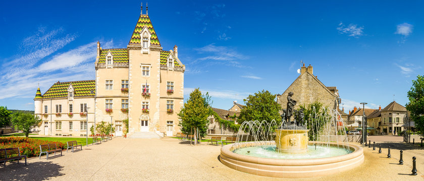 Panorama of Town Hall - Meursault, France 