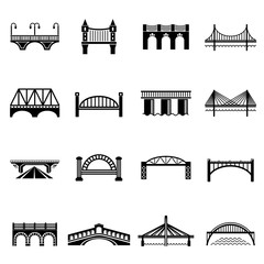 Bridge icons set, simple style