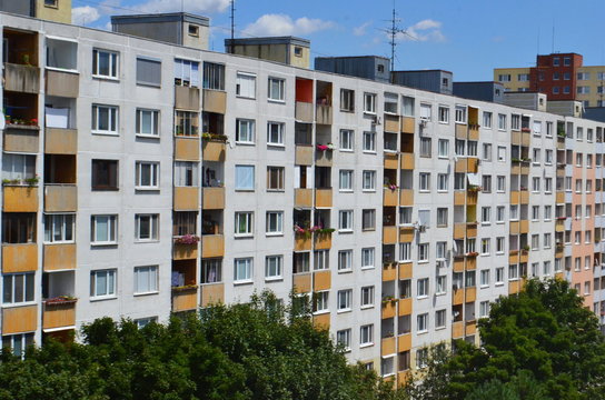 Unrenovated Soviet-era residential high-rise buildings in Petrzalka Bratislava Slovakia Europe