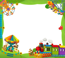 Fototapeta premium cartoon funfair locomotive - playground - frame for misc usage - illustration for children
