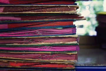 Pile of unfinished a bundle documents on office desk, Stack of business paper