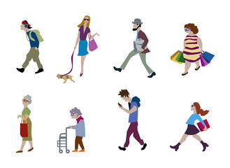 Vector illustration of People on the street. Characters set in flat design.