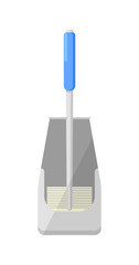 Plastic dustpan isolated icon in flat style. House cleaning tool, housework supplies vector illustration