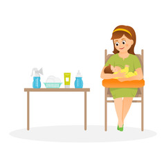 Breastfeeding.Mother and baby