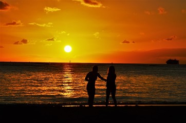 Fototapeta premium オアフ島の夕日