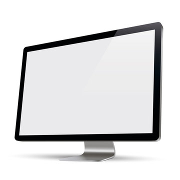 Computer display, monitor, realistic, 3D, isolated - stock vector.