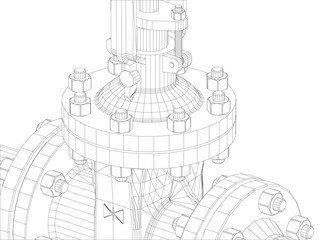 Industrial valve. Vector rendering of 3d