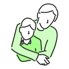 Happy father's day when Daddy and kids play hug and smile together in a happy time with a happy family cool daddy, line drawing vector illustration graphic design