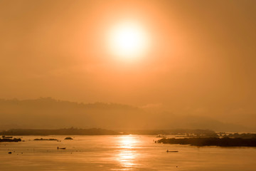 Sunrise over the mist in the mountains at sunrise over the mountains in Thailand sunrise