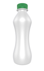 3D realistic render of yogurt or milk plastic bottle with green lid. Isolated on white background. Graphic concept for your design with clipping path.