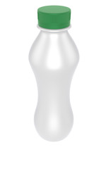 3D realistic render of yogurt or milk plastic bottle with green lid. Isolated on white background. Graphic concept for your design with clipping path.