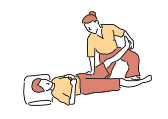 Spa and massage in variety poses. hand drawn. line drawing. vector illustration.