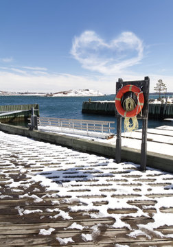 Snowy Boardwalk In Halifax, Nova Scotia.