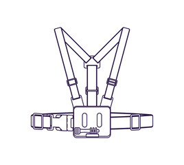 Camera head strap isolated vector icon. Outdoor activity, nature traveling equipment element.