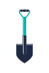 Camp shovel icon isolated vector illustration. Campsite equipment in flat design. Hiking traveling, nature vacation concept.