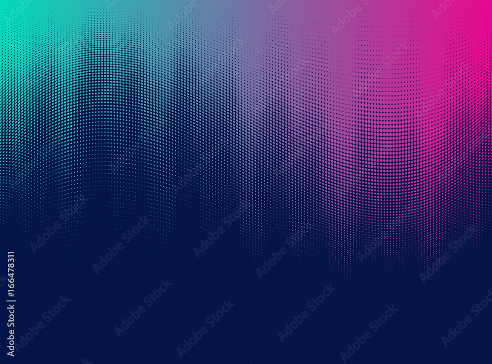 Wall mural vector halftone gradient effect. vibrant abstract background. retro 80's style colors and textures.