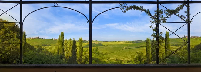 Wandaufkleber Toskana-Panorama, Terrassenblick in die Landschaft © Composer