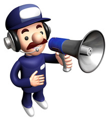 Fototapeta premium 3D Service Mascot is holding a Magnifying Glass.