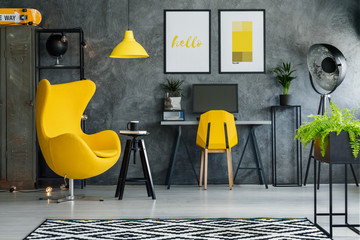 Yellow accents and retro accessories