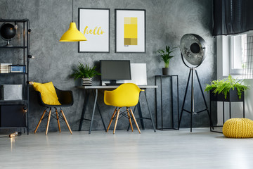 Modern yellow and grey apartment