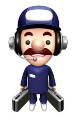 3D Service Mascot holding a bag with both hands.