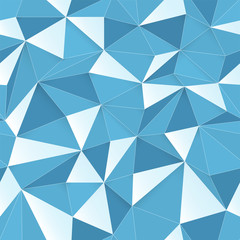 Blue 3D triangle pattern, seamless vector. Vector design texture. White Low Poly Pattern Background