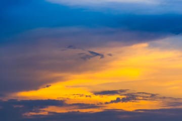 Hot weather, clouds look colorful before sunset.