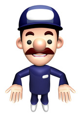 3D Technician Character a gesture to lift things.