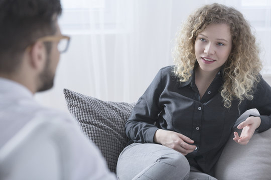Woman talking with psychiatrist