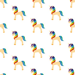 Golden Unicorn with a Rainbow Mane.