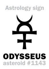 Astrology Alphabet: ODYSSEUS (Ulysses), asteroid #1143. Hieroglyphics character sign (single symbol).