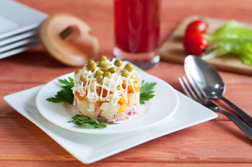 Salad Olivier. Russian traditional salad