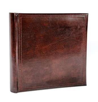 Red leather photo album cover isolated