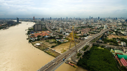 topview bridge of bangkok city , landscape  Thailand