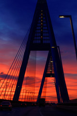 Obraz premium Highway bridge with dawn light