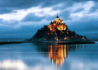 Evening look at the Saint Michael's Mount castle, France