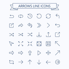 Thin line vector arrows icon set. Editable stroke. 24x24 px. Pixel Perfect.