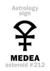 Astrology Alphabet: MEDEA, asteroid #212. Hieroglyphics character sign (single symbol).